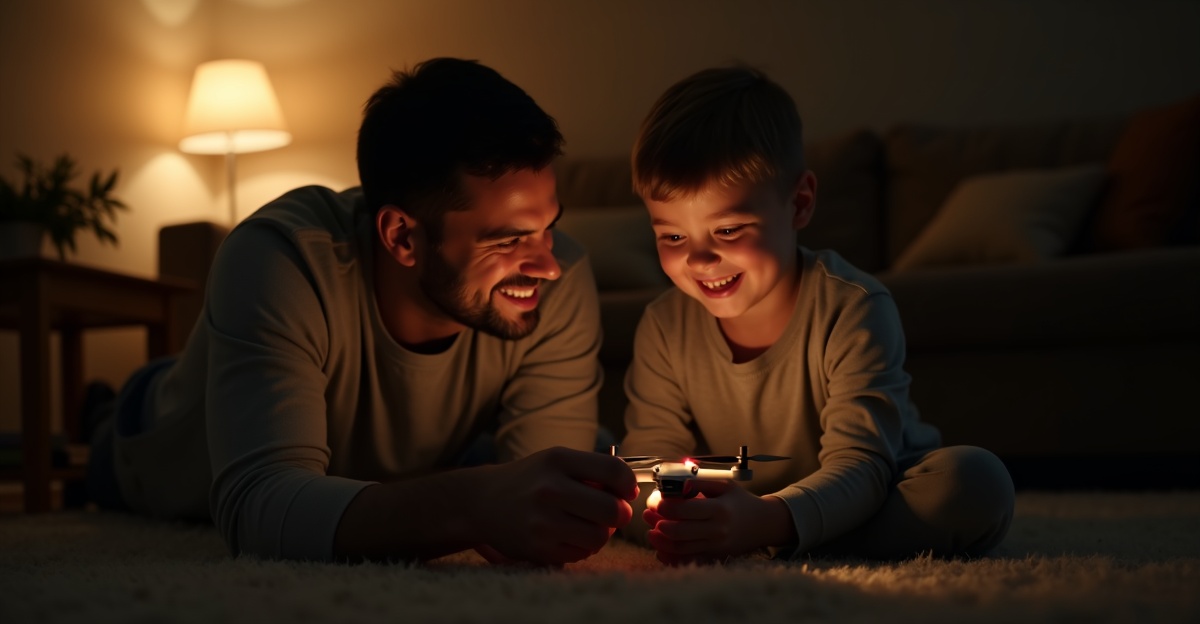 パパと子どもがこっそりガジェットで遊ぶ様子